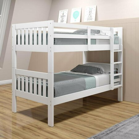 KD GABINETES PD-1010-3TTW Twin Over Mission Bunk Bed White KD3709891